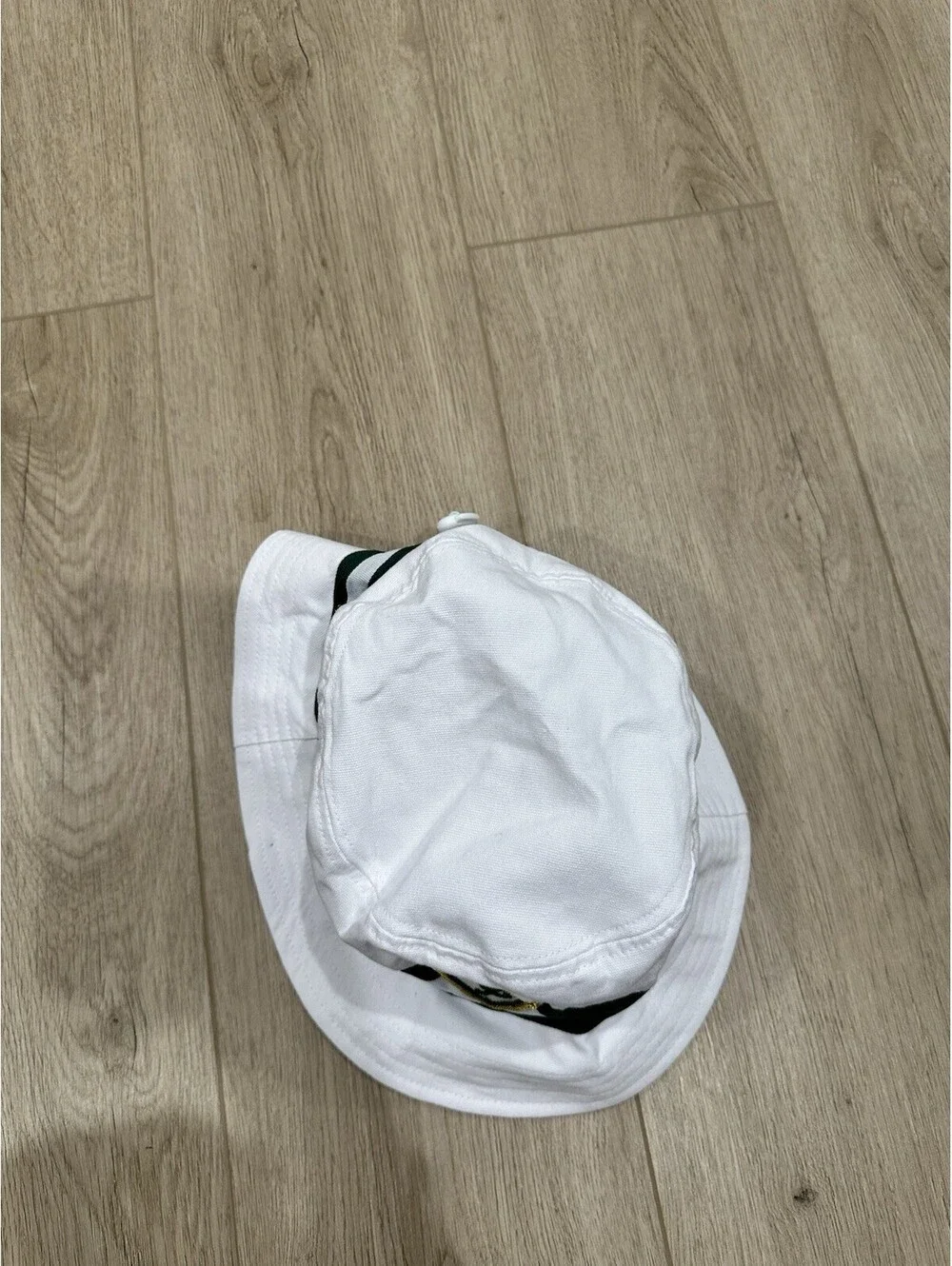 Angus & Grace Go Golfing White Green Stripe Bucket Hat